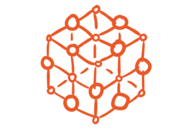 Darstellung eines orangenen Würfels auf weißem Hintergrund 