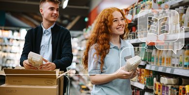 Two employees in supermarket