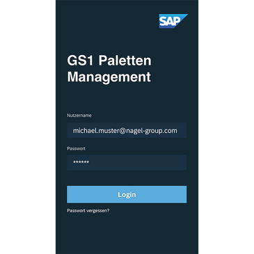 Darstellung: Login App Palettentausch 